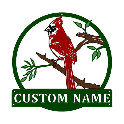 Personalized Double Sided Painted Metal Cardinal Art