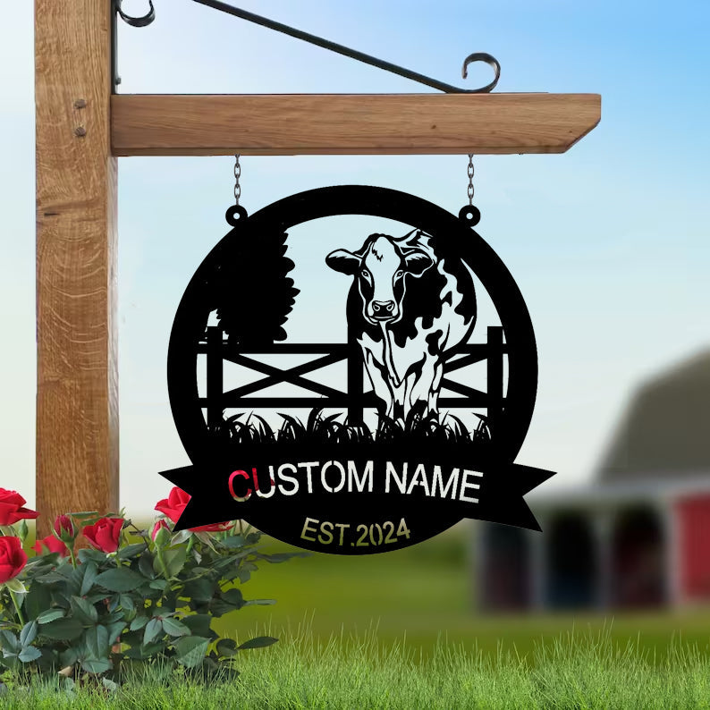 Custom Cow Farm Metal Sign