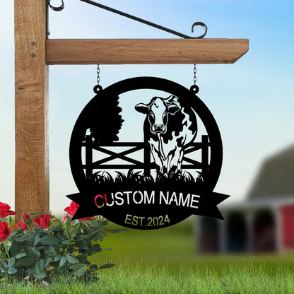 Custom Cow Farm Metal Sign