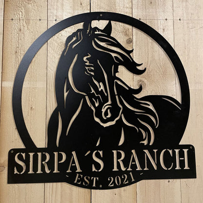 Personalized Horse Ranch Metal Sign