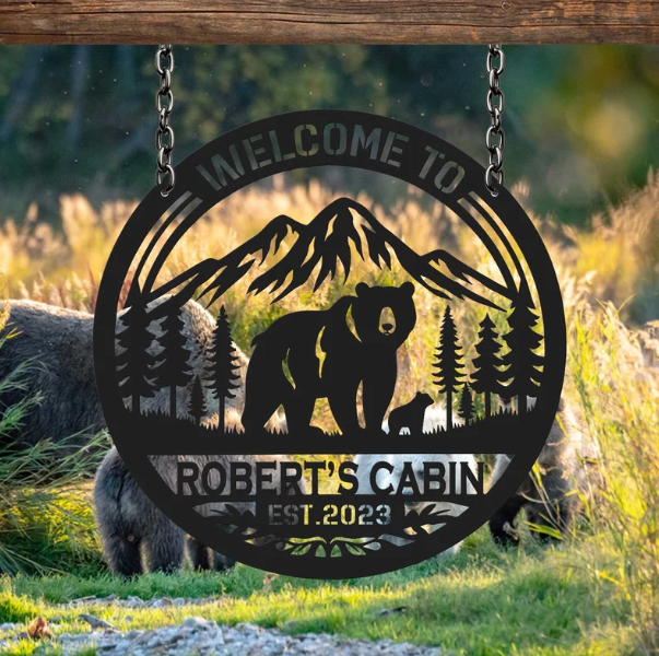 Personalized Metal Bear Sign