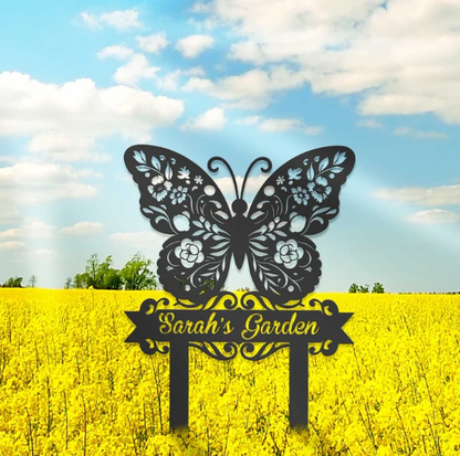 Personalized Butterfly Garden Sign With Stake