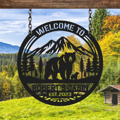 Personalized Metal Bear Sign