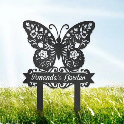 Personalized Butterfly Garden Sign With Stake