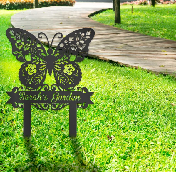 Personalized Butterfly Garden Sign With Stake