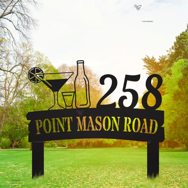 Lawn Metal Address Sign