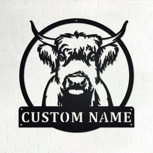 Custom Highland Cow Metal Wall Art