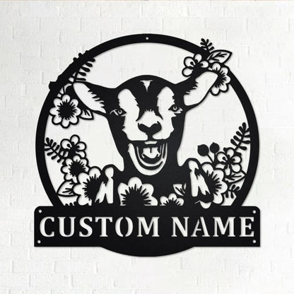 Custom Wreath Farm Goat Metal Wall Art