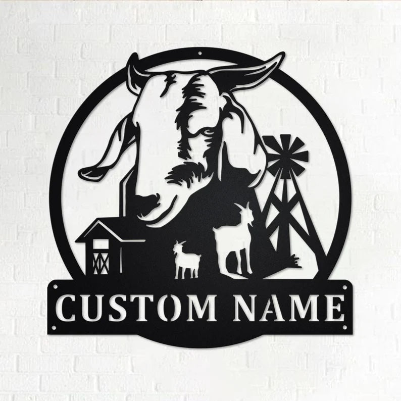 Personalized Goat Farm Metal Wall Art